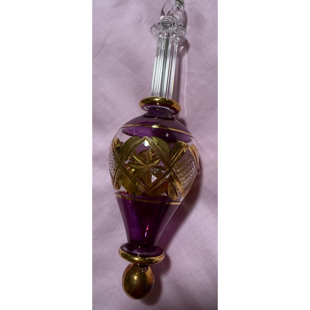 Kurt Adler Luxor Egyptian Glass Ornament Purple Gold Leaf Hand Blown Vintage 90s